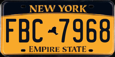 NY license plate FBC7968