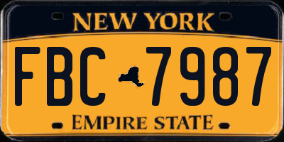 NY license plate FBC7987