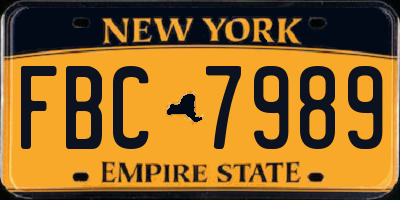 NY license plate FBC7989