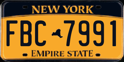 NY license plate FBC7991