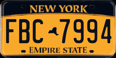 NY license plate FBC7994