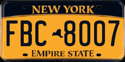 NY license plate FBC8007