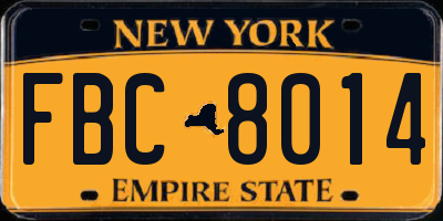 NY license plate FBC8014