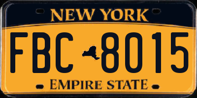 NY license plate FBC8015