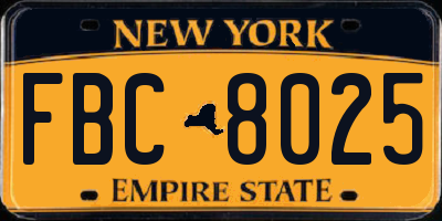 NY license plate FBC8025