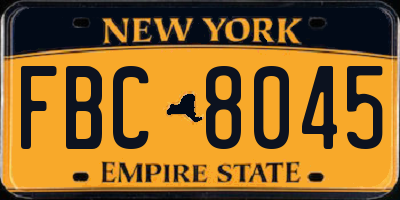 NY license plate FBC8045