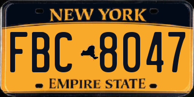 NY license plate FBC8047