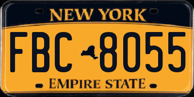 NY license plate FBC8055