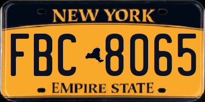 NY license plate FBC8065