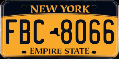 NY license plate FBC8066