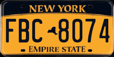 NY license plate FBC8074