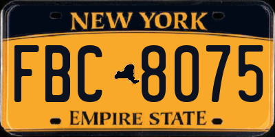 NY license plate FBC8075