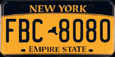 NY license plate FBC8080
