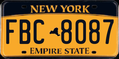 NY license plate FBC8087