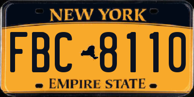 NY license plate FBC8110