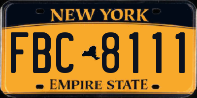 NY license plate FBC8111