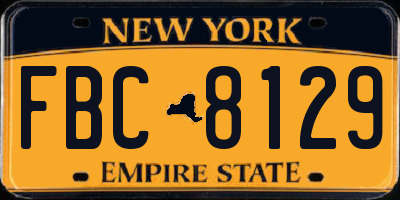 NY license plate FBC8129