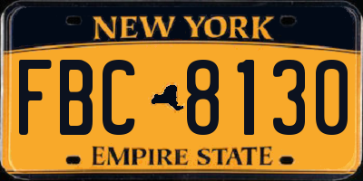 NY license plate FBC8130