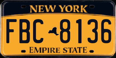 NY license plate FBC8136