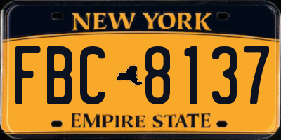 NY license plate FBC8137