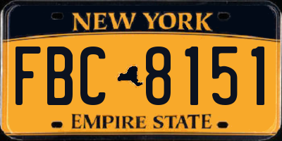NY license plate FBC8151