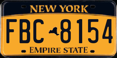 NY license plate FBC8154