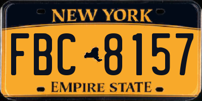 NY license plate FBC8157