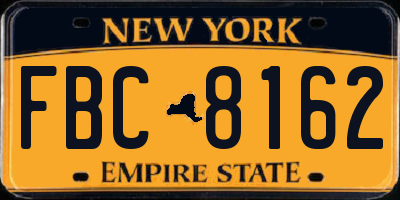 NY license plate FBC8162