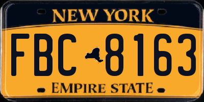 NY license plate FBC8163