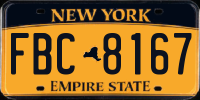 NY license plate FBC8167