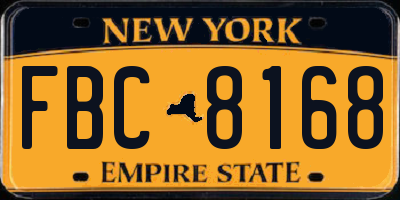 NY license plate FBC8168