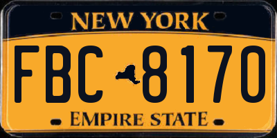 NY license plate FBC8170