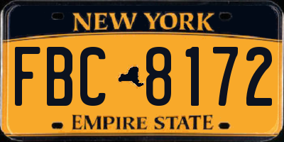 NY license plate FBC8172