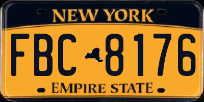 NY license plate FBC8176