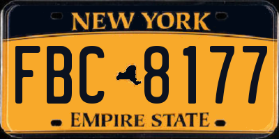 NY license plate FBC8177