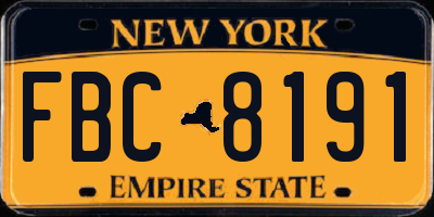 NY license plate FBC8191