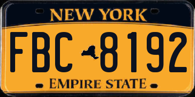 NY license plate FBC8192