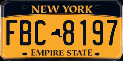 NY license plate FBC8197