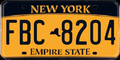 NY license plate FBC8204