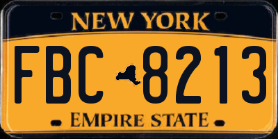 NY license plate FBC8213