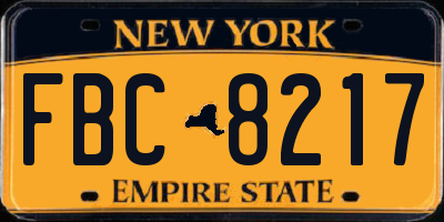 NY license plate FBC8217