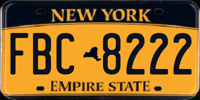 NY license plate FBC8222