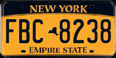 NY license plate FBC8238