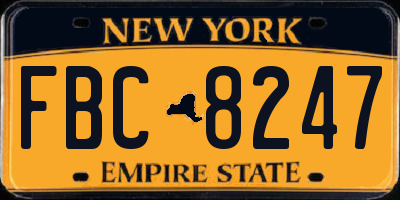NY license plate FBC8247