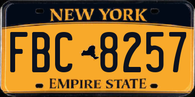 NY license plate FBC8257