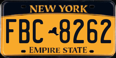 NY license plate FBC8262