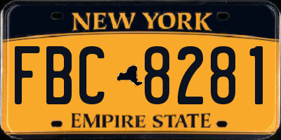 NY license plate FBC8281