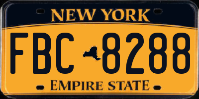 NY license plate FBC8288