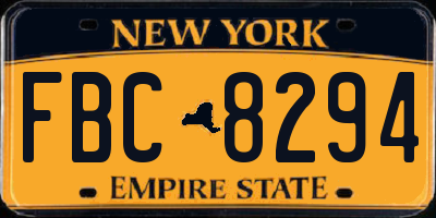 NY license plate FBC8294