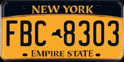 NY license plate FBC8303